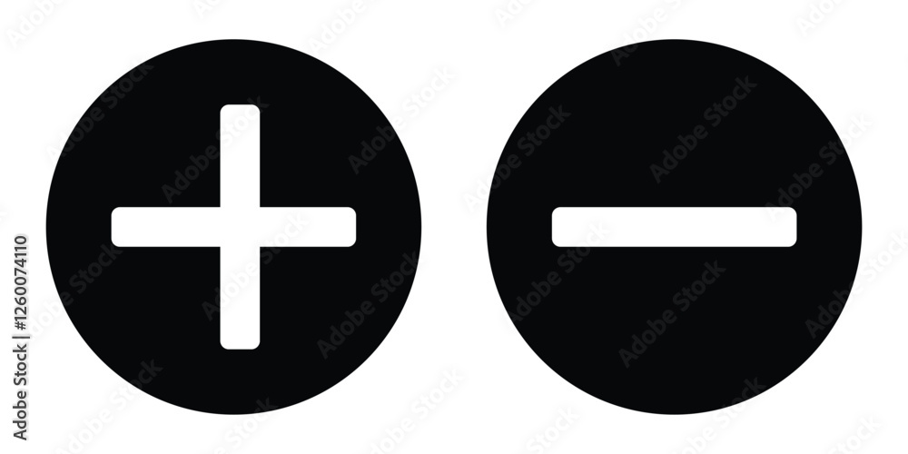 Plus minus silhouette icon vector on white background. Add and remove icon vector Plus minus silhouette icon vector on white background. Add and remove icon vector