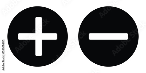 Plus minus silhouette icon vector on white background. Add and remove icon vector