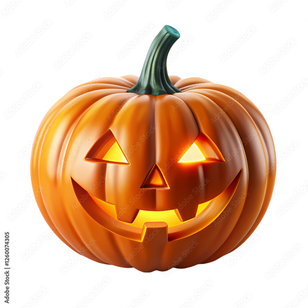 Spooky halloween jackolantern pumpkin with glowing face autumn holiday on transparent background 3d Spooky halloween jackolantern pumpkin with glowing face autumn holiday on transparent background 3d
