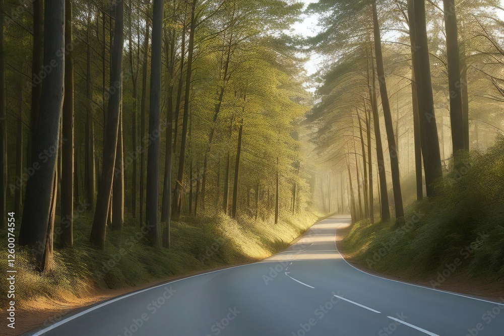 Obraz premium Road Between Forest