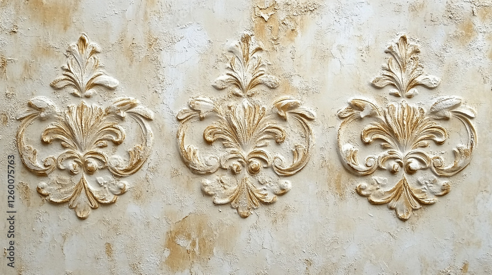 Fototapeta premium Biały marmur, stiuk złoty wzór, tło dla projektu, tapeta.