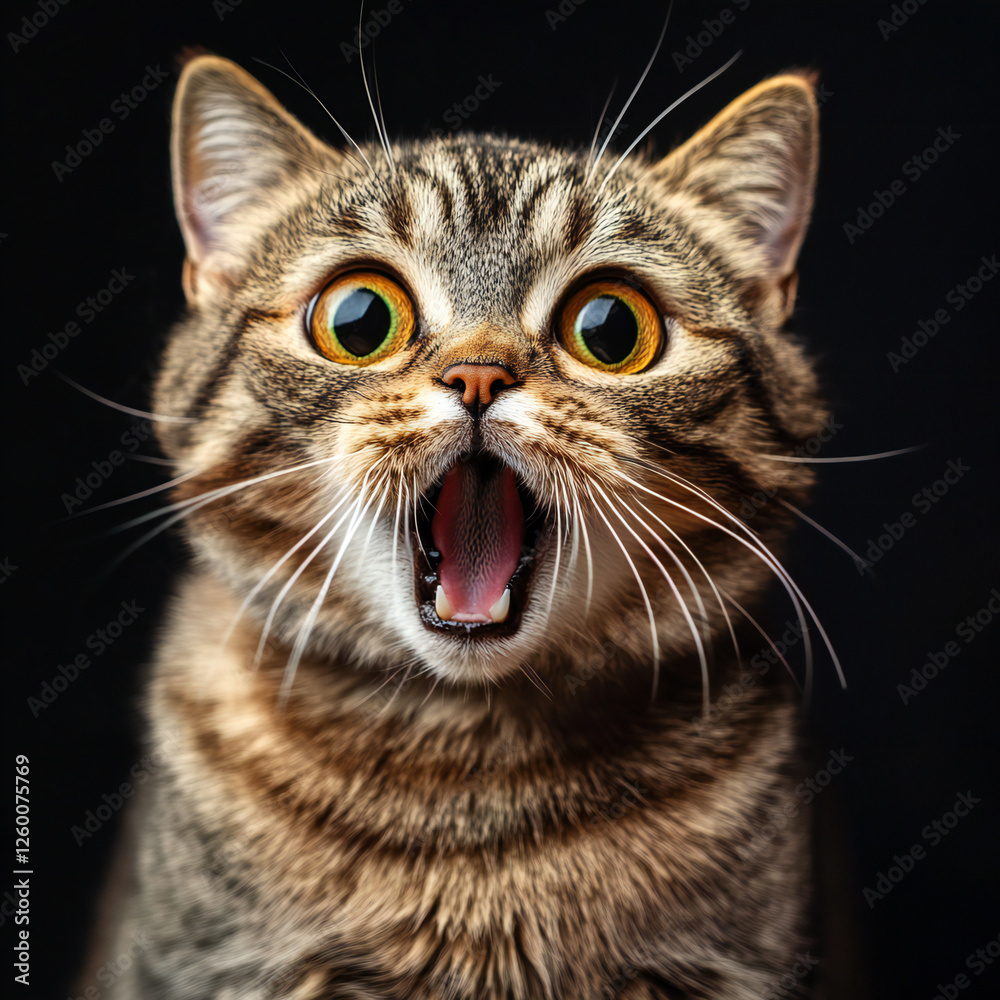 Fototapeta premium Shocked funny cat close up meme face