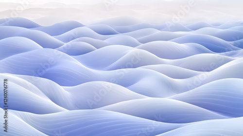Abstract Blue Waves: Serene 3D Landscape