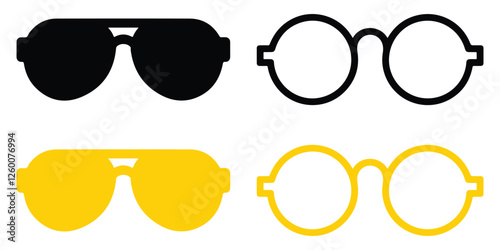 sunglass flat icon set vector on white background