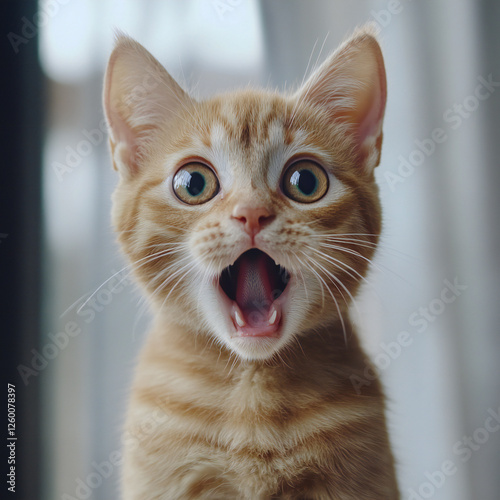 Shocked funny cat close up meme face