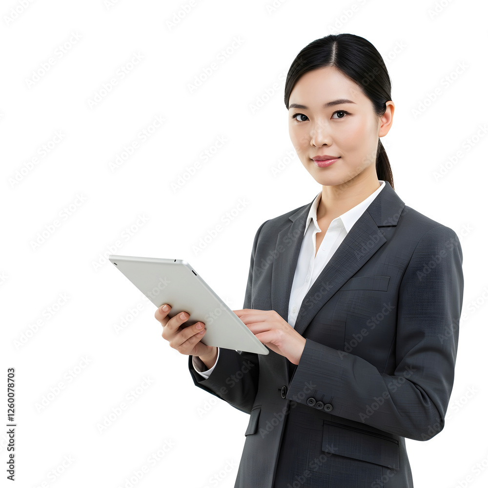 Businesswoman in a Gray Suit Isolated on Transparent Background. PNG Businesswoman in a Gray Suit Isolated on Transparent Background. PNG