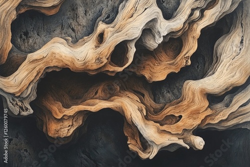 Wallpaper Mural Intricate patterns of weathered wood create a natural artwork ideal for home decor or nature-inspired designs Torontodigital.ca