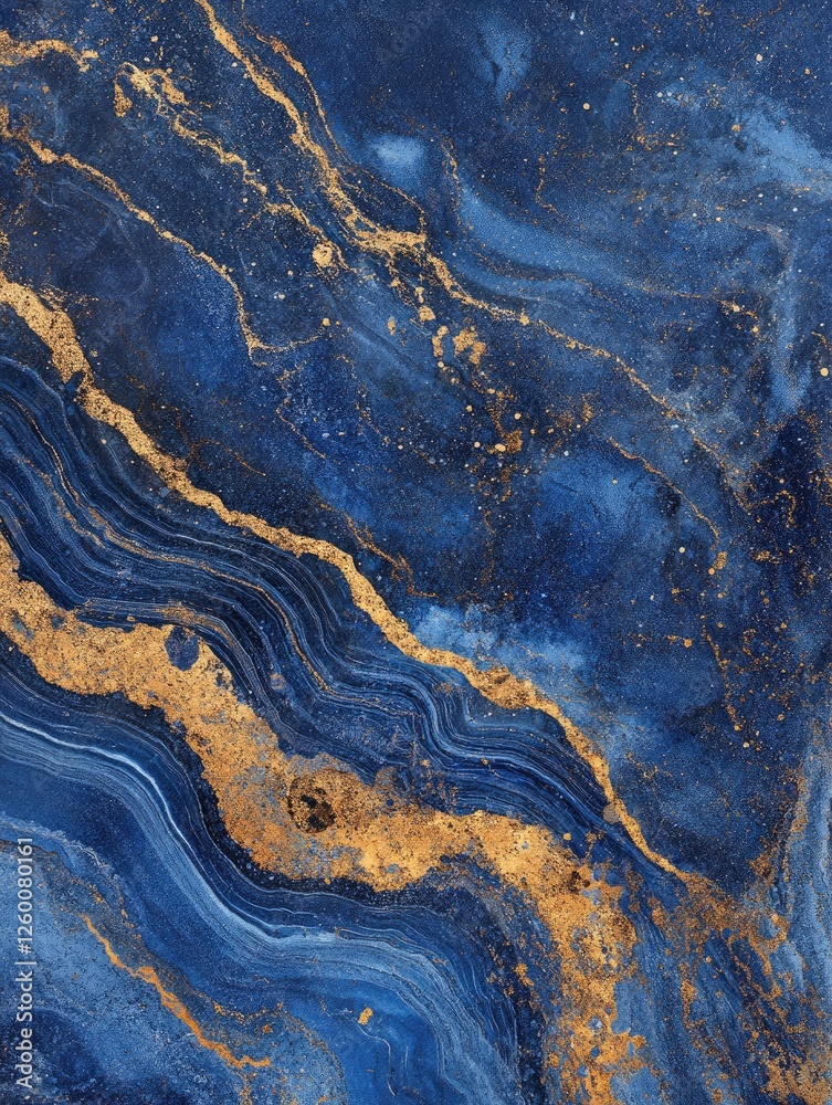 Fototapeta premium Abstract Blue Gold Marble Texture Background