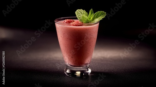Wallpaper Mural Refreshing strawberry summer drink in glass with ice cubes and mint leaves, copy space Torontodigital.ca