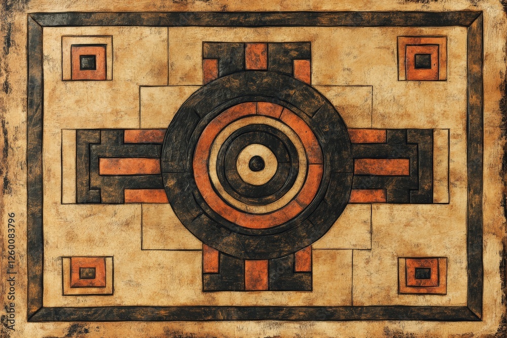 Intricate geometric design featuring earth tones in a balanced composition Intricate geometric design featuring earth tones in a balanced composition