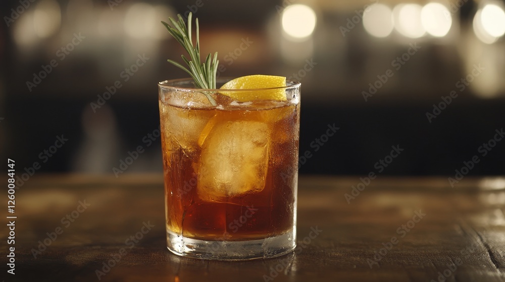 Iced tea with ice, rosemary and lemon slices. Fresh healthy cold lemon beverage. Tea with ice and lemon. Iced tea with ice, rosemary and lemon slices. Fresh healthy cold lemon beverage. Tea with ice and lemon.