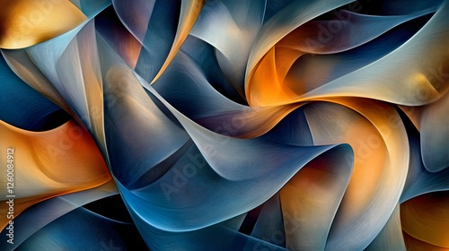 Abstract Waves: Blue, Orange Swirls Dance