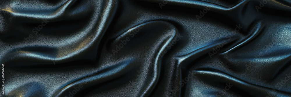 Fototapeta premium Elegant black leather texture with smooth sheen and dark shadows for stylish backgrounds