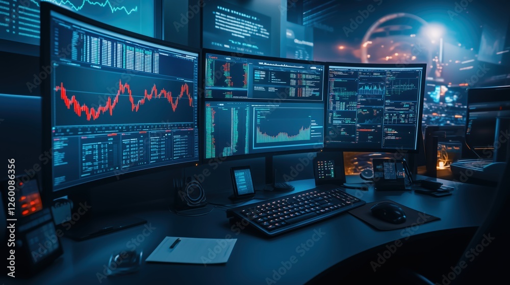 Data Analysis in a High-Tech Control Room Urban Environment Digital Workspace Futuristic Viewpoint Technology Insights Data Analysis in a High-Tech Control Room Urban Environment Digital Workspace Futuristic Viewpoint Technology Insights