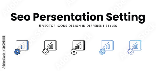Seo Persentation Setting vector icons set stock illustration