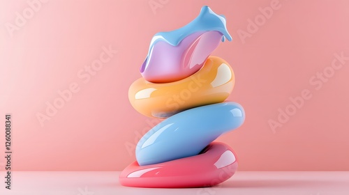 Abstract Colorful Shapes Stacked Artfully