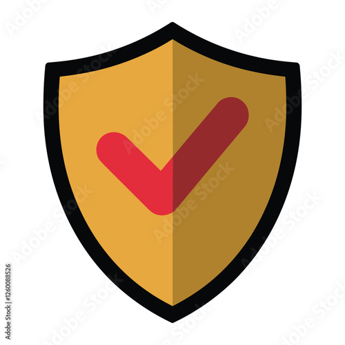A simple, flat icon of a shield with a checkmark, signifying protection and security.