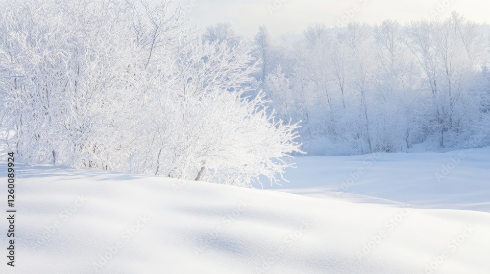 Snow-Covered Landscape Blanketed in Pristine White: Serene Winter Backdrop for Text or Graphics, Sublime Snow Beauty and Tranquility Snow-Covered Landscape Blanketed in Pristine White: Serene Winter Backdrop for Text or Graphics, Sublime Snow Beauty and Tranquility