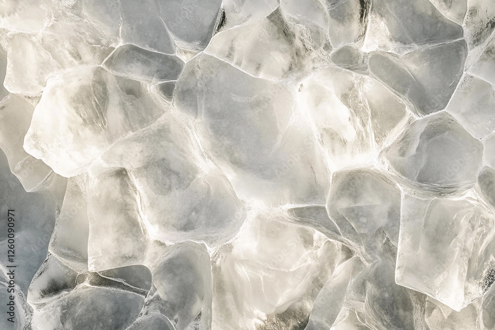 Obraz premium Majestic icebergs rise from a vast frozen landscape under a serene sky