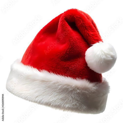 Classic red santa hat with white fur trim festive christmas holiday season on transparent background