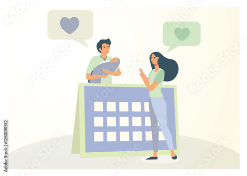 Parental leave concept. Family maternity paternity leave, happy family.