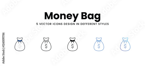 Money Bag vector icons set stock illustration