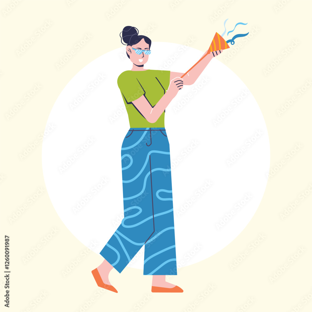 Flat Vector New Years Illustration Flat Vector New Years Illustration