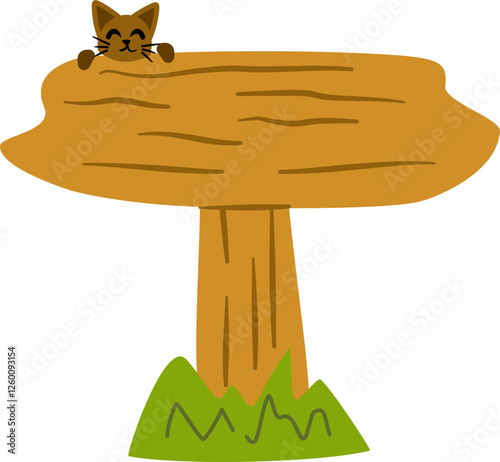 Wooden signboard with cat
