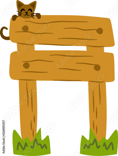 Wooden signboard with cat