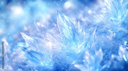 Ice Crystals: Winter's Sparkling Beauty, Glimmering Frozen Wonderland