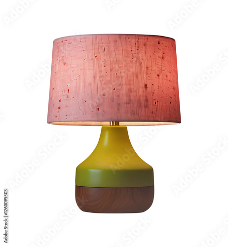 Vintage Ceramic Table Lamp with Artistic Fabric Shade - Transparent PNG for Interior Decor & Product Mockups