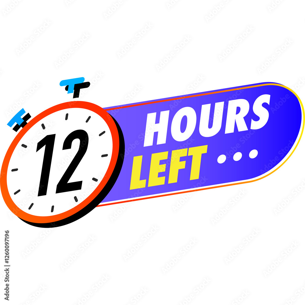 Fototapeta premium Countdown 12 hours left badges color style