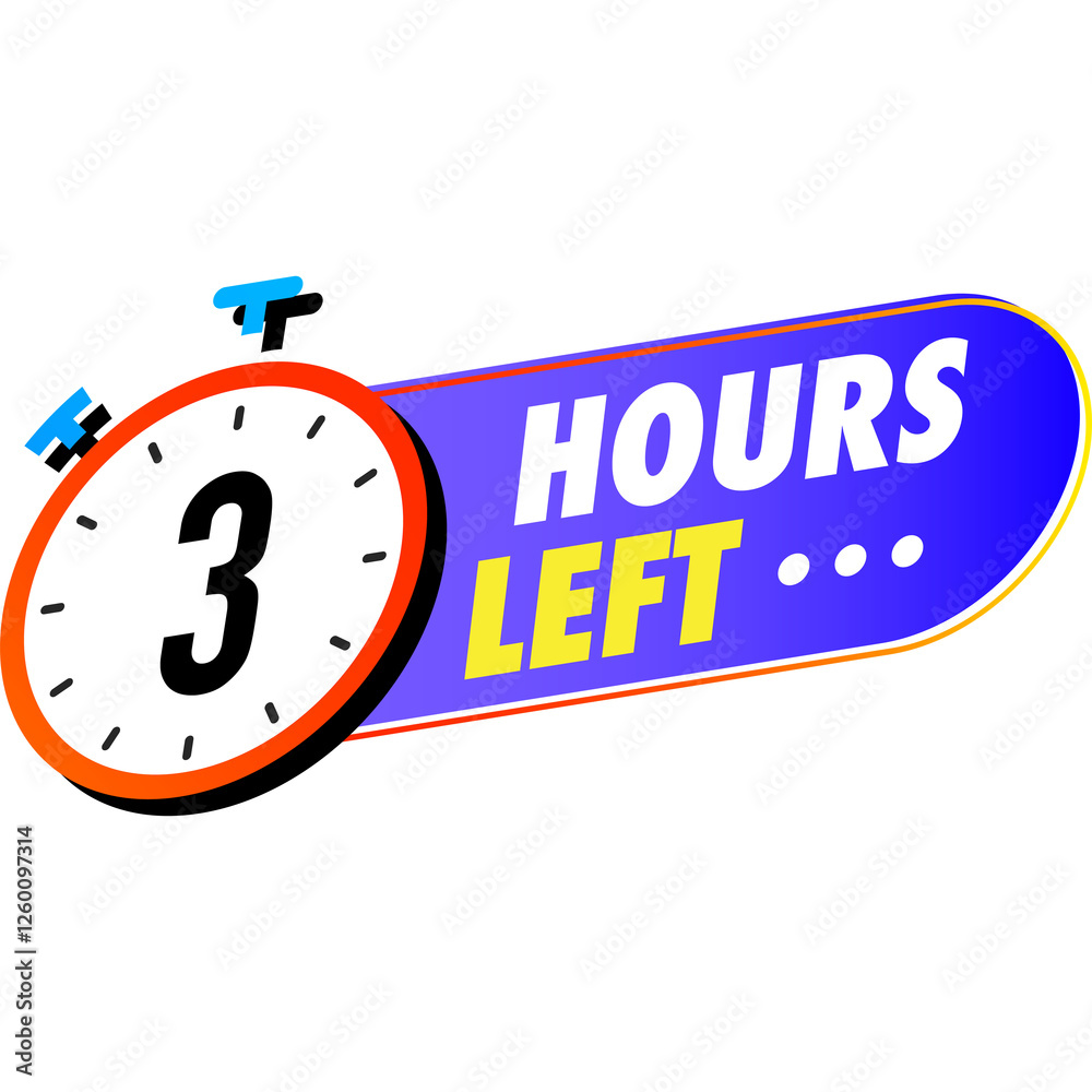 Fototapeta premium Countdown 3 hours left badges color style