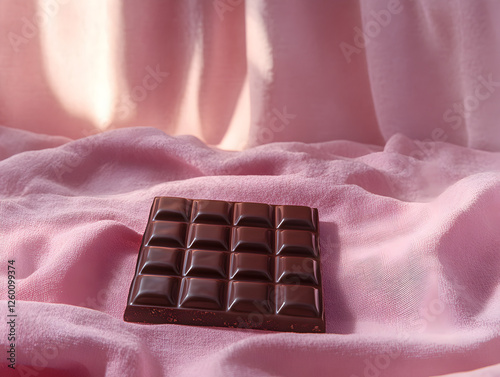 High-Quality Dark Chocolate Pieces with a Rich, Velvety Surface in a Minimalist and Elegant Food Photography Style photo