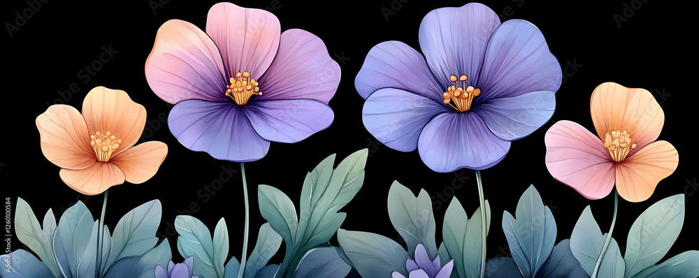 Obraz premium Pastel floral design, dark background, website decor