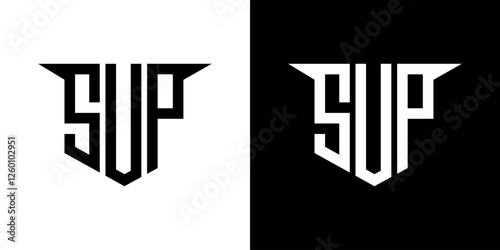 SUP letter logo design with white background in illustrator, vector logo modern alphabet font overlap style, calligraphy designs for logo, Poster, Invitation, etc.