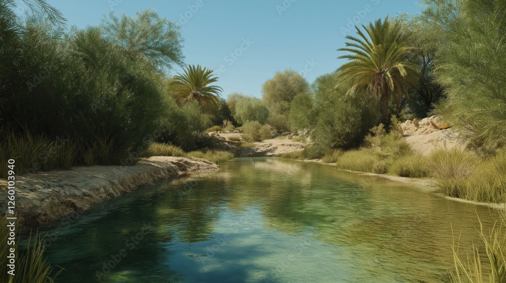 Obraz premium Serene Desert Stream Scene