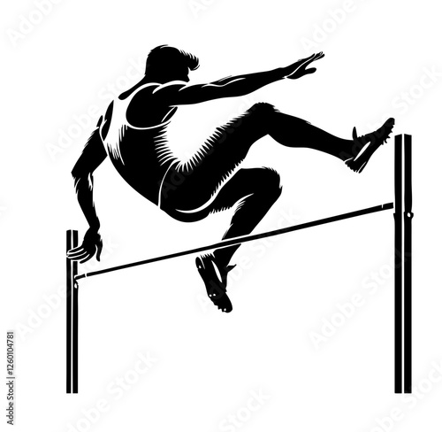 High jumper leaping over a bar in a dynamic athletic performance