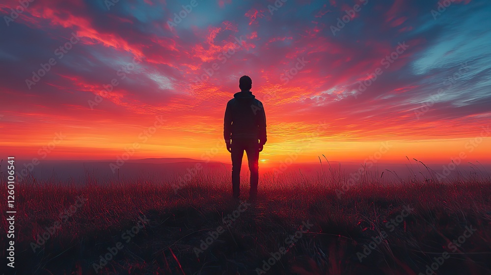 facing my faith silhouette of a man against the backdrop of a beautiful sunset