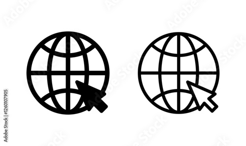 Web icon logo design. go to web sign and symbol. web click icon. Global search icon