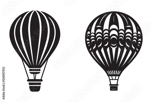 Air balloon silhouette vector with white background