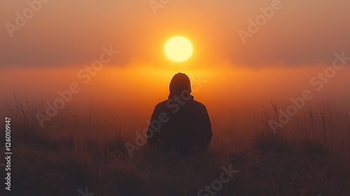 facing my faith silhouette of a man looking at the sun in the fog