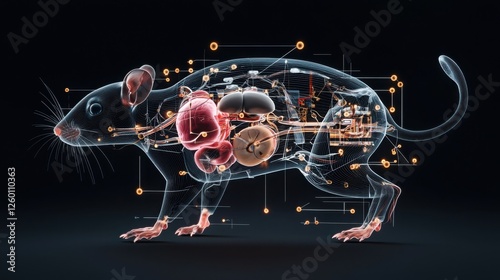 Detailed 3D Render of Rat Showing Its Skeletal and Internal Organ Systems