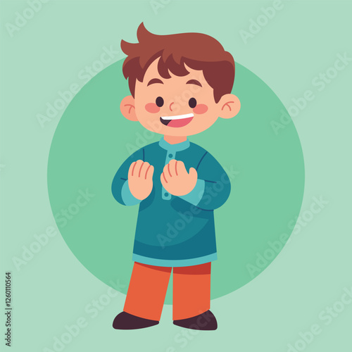 Flat Vector Cute Moslem Character Illustration