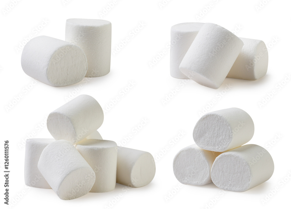 Set of marshmallows close-up on a white. Isolated Set of marshmallows close-up on a white. Isolated