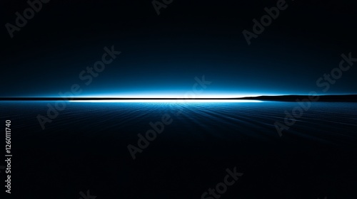 Dark blue landscape with a bright horizon line