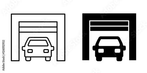 Garage icon. Car garage icon set.