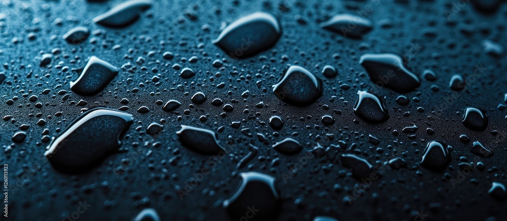 Close up of dark smartphone screen with water droplets reflecting light in shades of blue and black creating a tech-themed atmosphere Close up of dark smartphone screen with water droplets reflecting light in shades of blue and black creating a tech-themed atmosphere