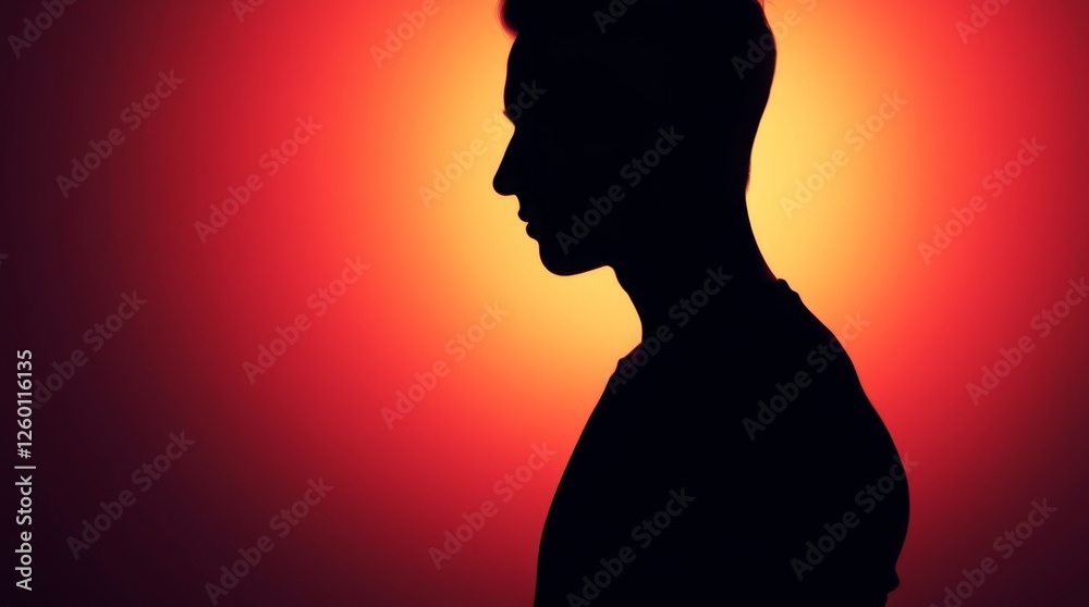 Minimalist Portrait with Silhouetted Profile Minimalist Portrait with Silhouetted Profile