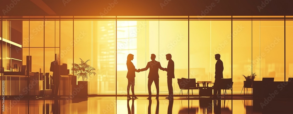 custom made wallpaper toronto digitalBusiness meeting with silhouettes at sunset.